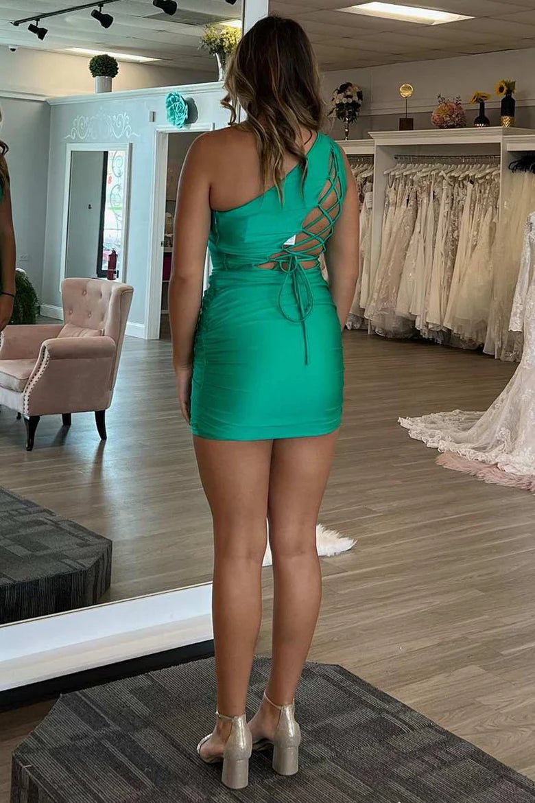 Vestido de fiesta ajustado con cordones y un solo hombro
